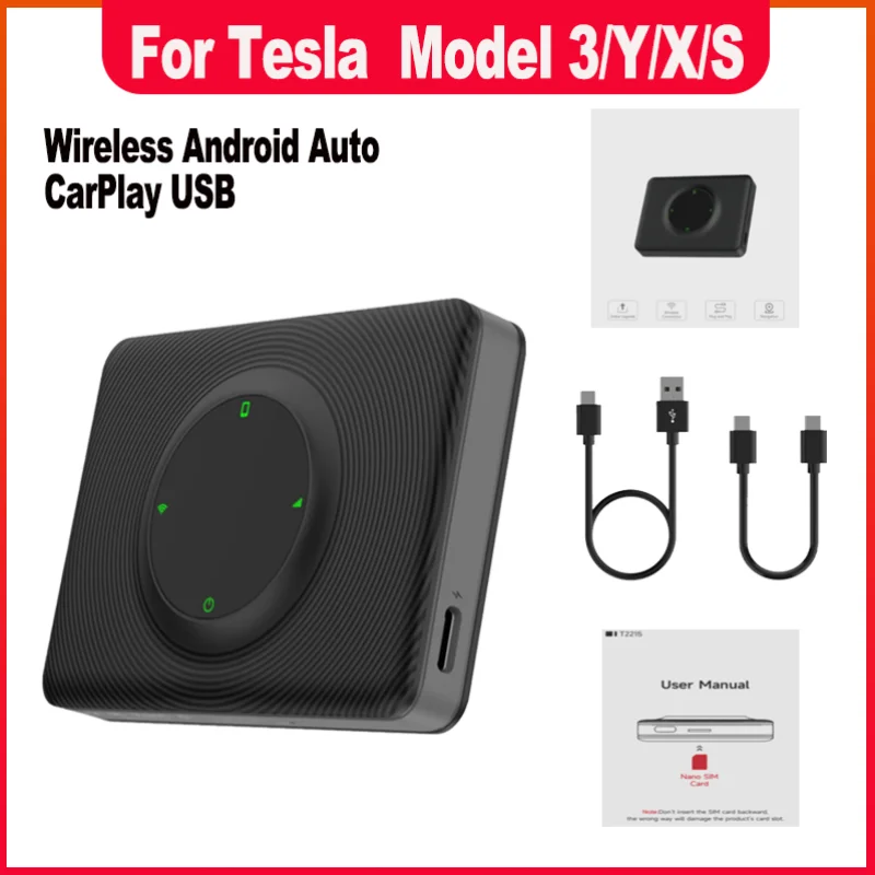 Беспроводной USB-адаптер Android Auto и CarPlay для Tesla Model 3/Y Model X/S с онлайн-обновлением, Waze, Spotify, AI Box, автомобильные аксессуары Беспроводной USB-адаптер Android Auto и CarPlay для Tesla Model 3/Y Model X/S с онлайн-обновлением, Waze, Spotify, AI Box, автомобильные аксессуары