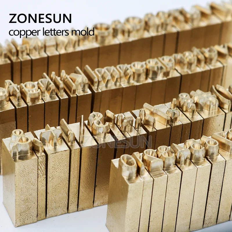 ZONESUN Custom Brass Letter Stamp Set Alphabet Mold Leather Branding Iron Hot Foil Stamping Die Embossing Press Tool for DIY