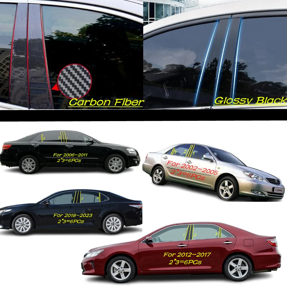 

PC Material Pillar Post Cover Door Trim Window Molding Sticker Plate For Toyota Camry 2002-2005 2006-2011 2012-2017 2018-2023