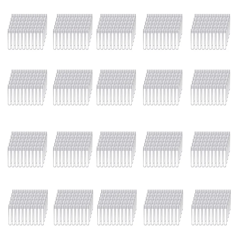 2000Pcs Clear Plastic Test Tubes With White Screw Caps Sample Containers Bottles Push Caps 12X75mm