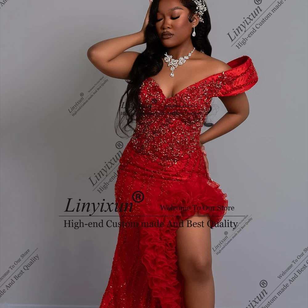 Eleganckie kryształowe suknie balowe 2025 tiulowe plisy rozcięcie z boku syreni krój suknie na wesele i przyjęcia szyte na miarę bez rękawów vestido madrinha