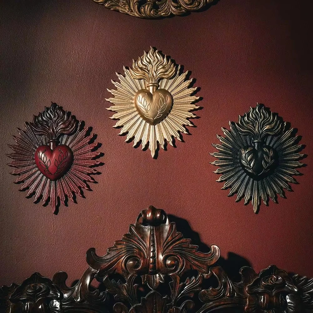 Exploded Gothic Sacred Heart Wall Plaque Wall Mounted Fake Metal Sacred Heart Wall Plaque Gothic Prayer Home Wall Decor