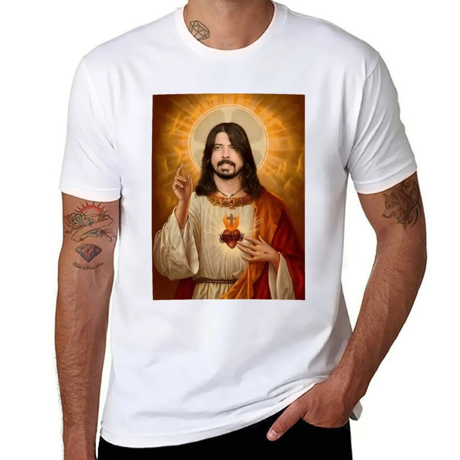 

Dave Grohl Jesus T-Shirt cotton t shirts man 100% t shirt man casual T-Shirt