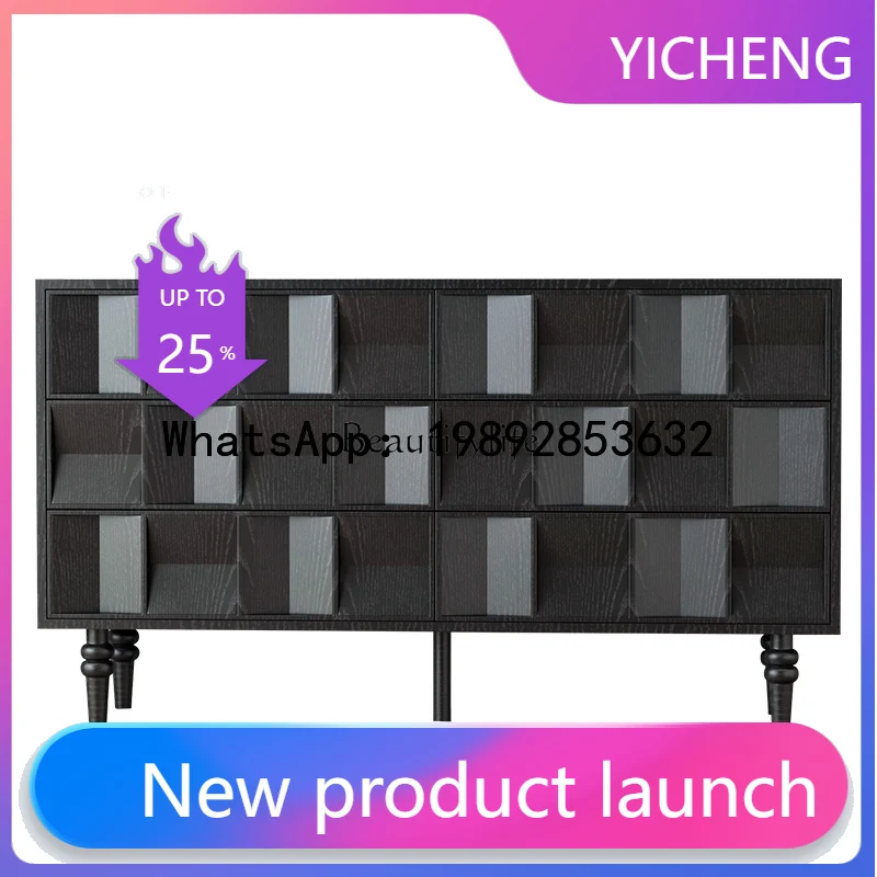 

QQ -*French side cabinet integrated storage against the wall Solid wood short cabinet Medieval light luxury