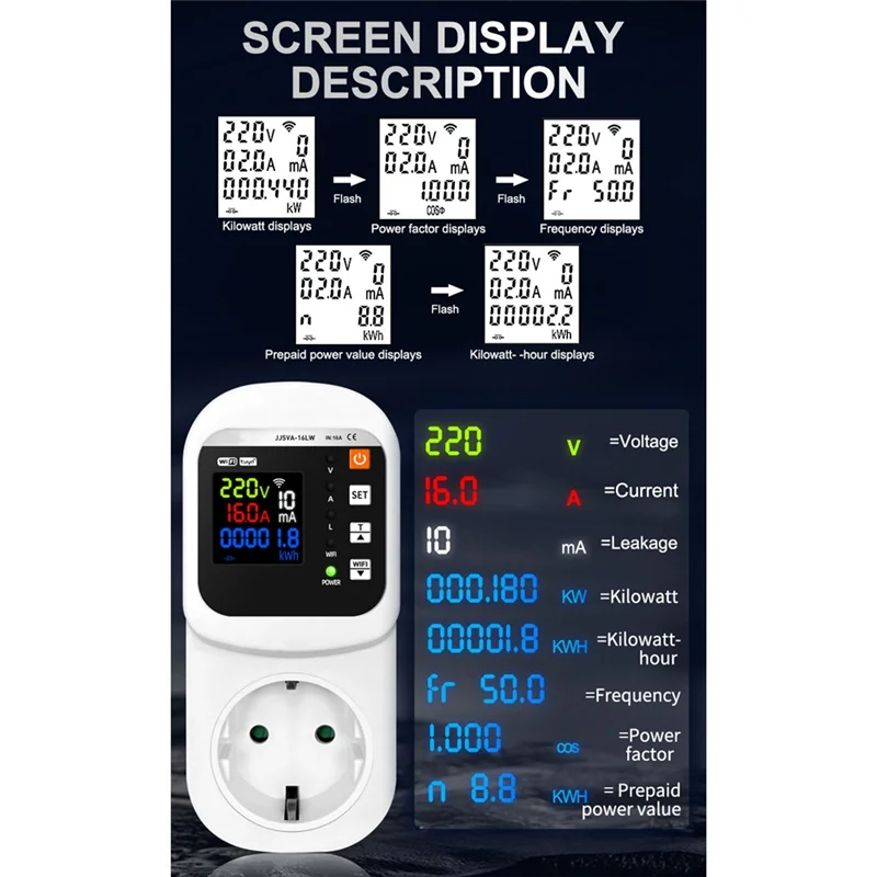 A93P Tuya Wifi Smart Steckdose Spannung Und Strom Protector Stabilisator Multifunktionale Power Energy Meter EU Stecker