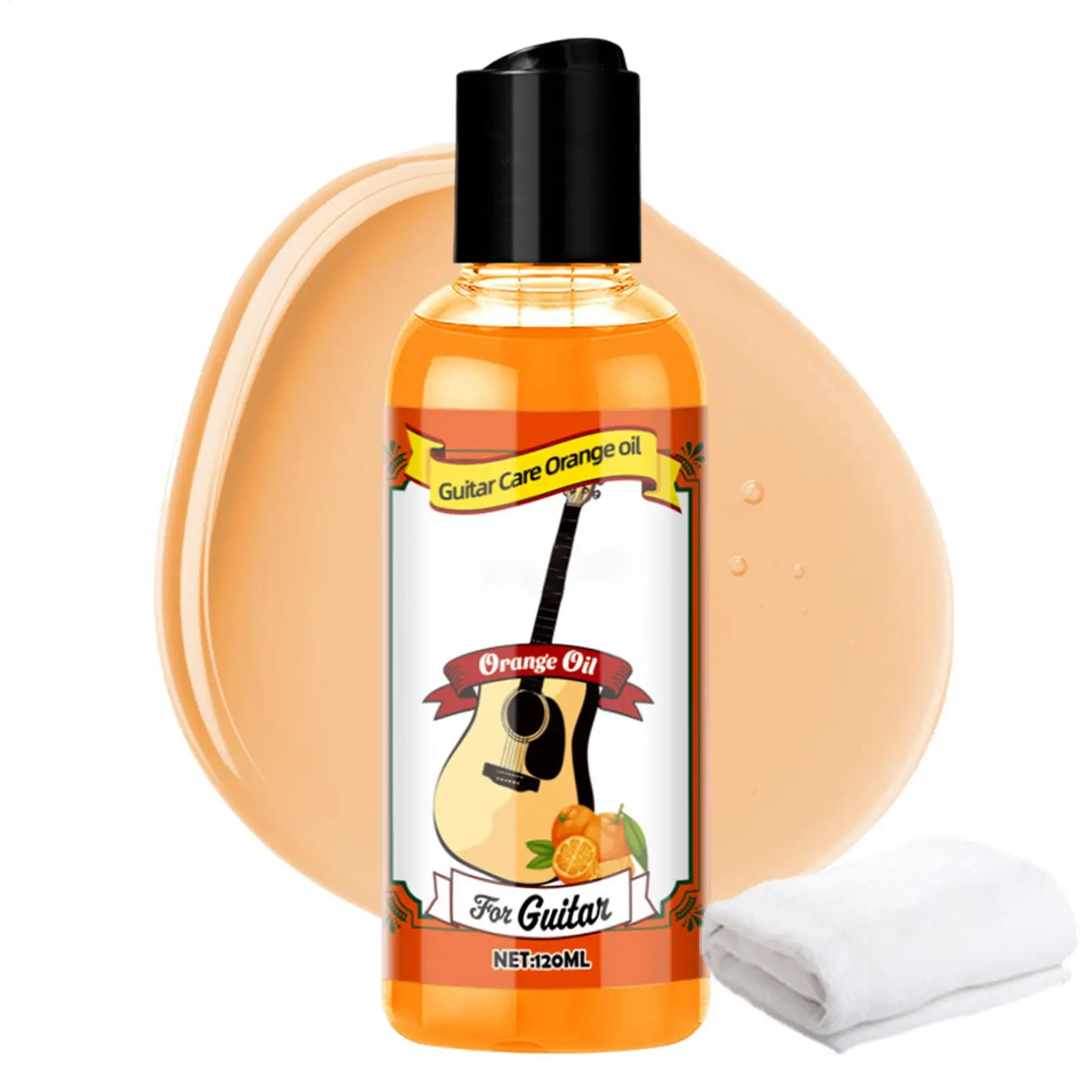 1pc Guitar Care Oil Cleaner Guitar Fretboard Oil Polish Cleaning Kit Portable Guitar Care Oil with Cleaning Cloth Accessories