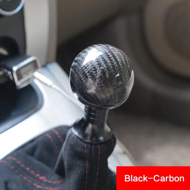 Universal Car Gear Shift Knob Carbon Fiber Car Gear Shift Knob Shifter Lever Round Ball Shape Acrylic Transparent Packaging