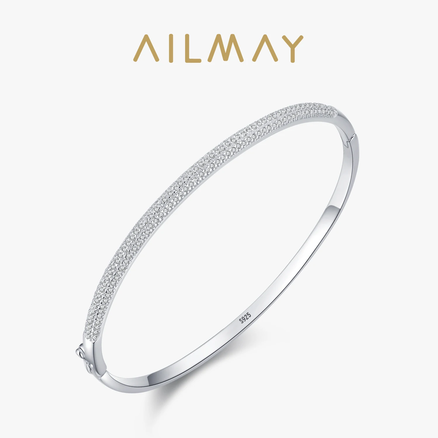 Ailmay oryginalna 925 Sterling Silver moda olśniewająca przezroczysta cyrkonia bransoletki kryształ ślub pani klasyczna romantyczna biżuteria