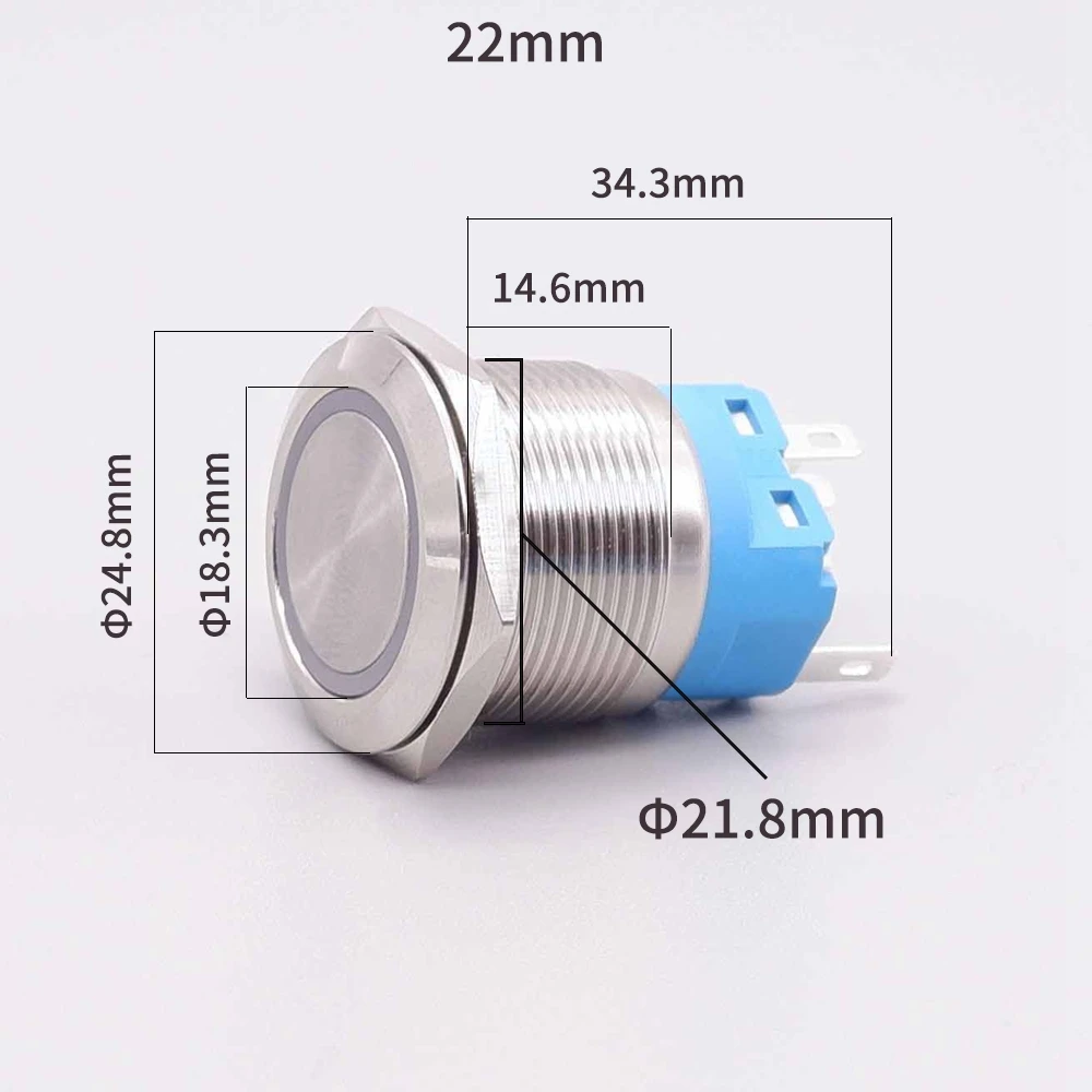 金属電源スイッチ,16mm,19mm,22mm,プッシュボタン,車のエンジン用,3v,6v,12v,24v,220v