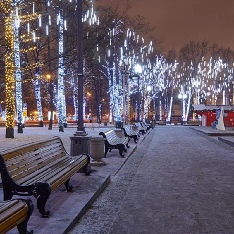 Guirnalda de luces Led de lluvia de meteoritos, 8 tubos, guirnaldas de calle, árbol de Navidad