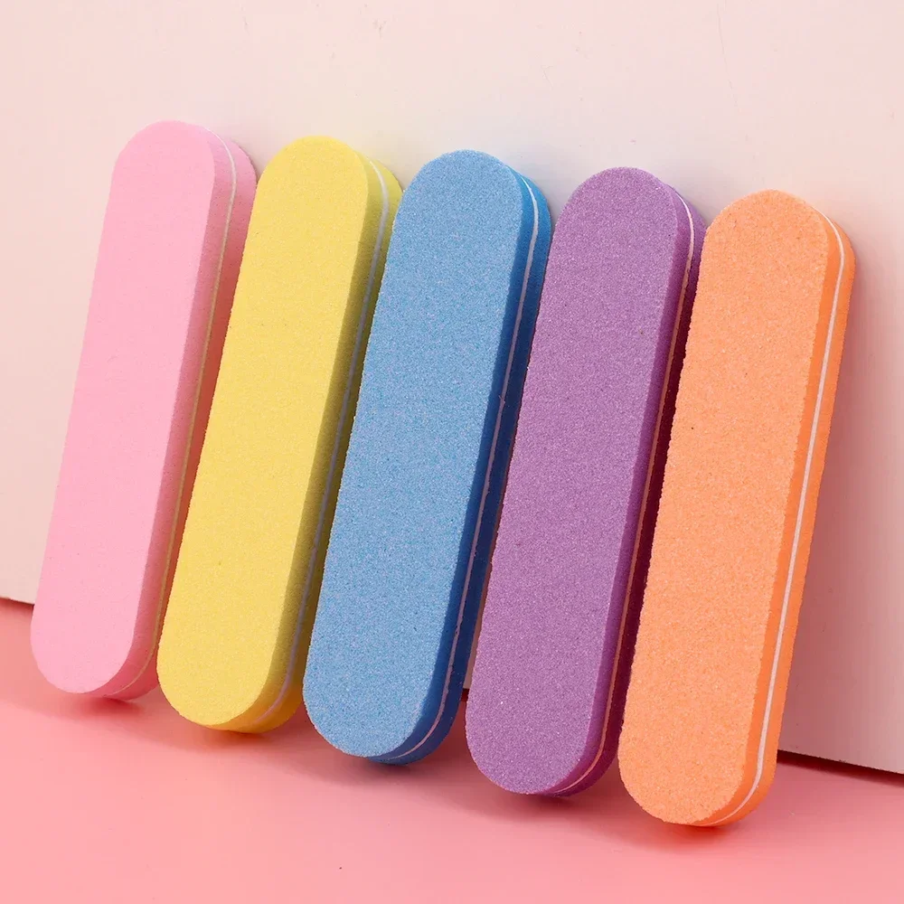 Dupla face Nail File Buffers Esponja, Lixar Bloco, Gel Polimento, Espuma para Manicure Salon, Nail Art Ferramenta, Mix Cor, 100 Grit, 180 Grit, 10Pcs