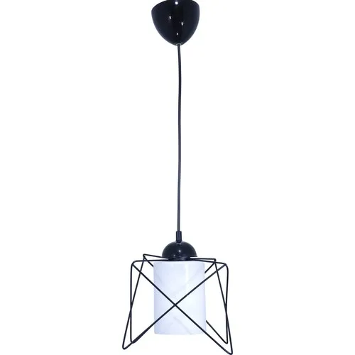 Lambadar Single Chevron White Glass Pendant Lamp Chandelier Black