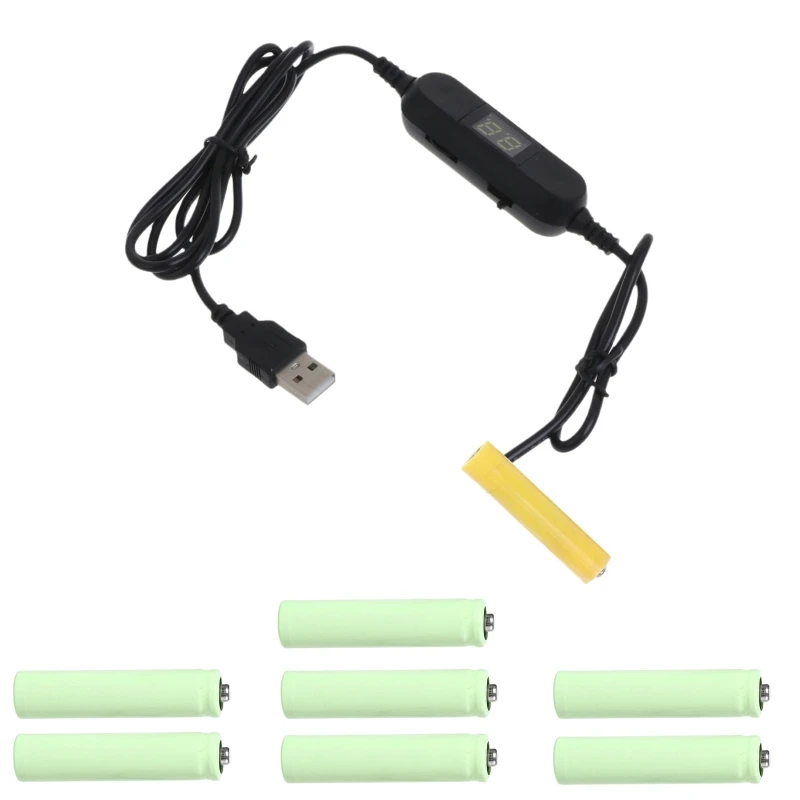 LR6 LR03 AA AAA akumulator Eliminator USB kabel zasilający regulowany wolt z diodami LED Dislpay zastępuje 1-8 szt. Baterii 1.5V AA AAA