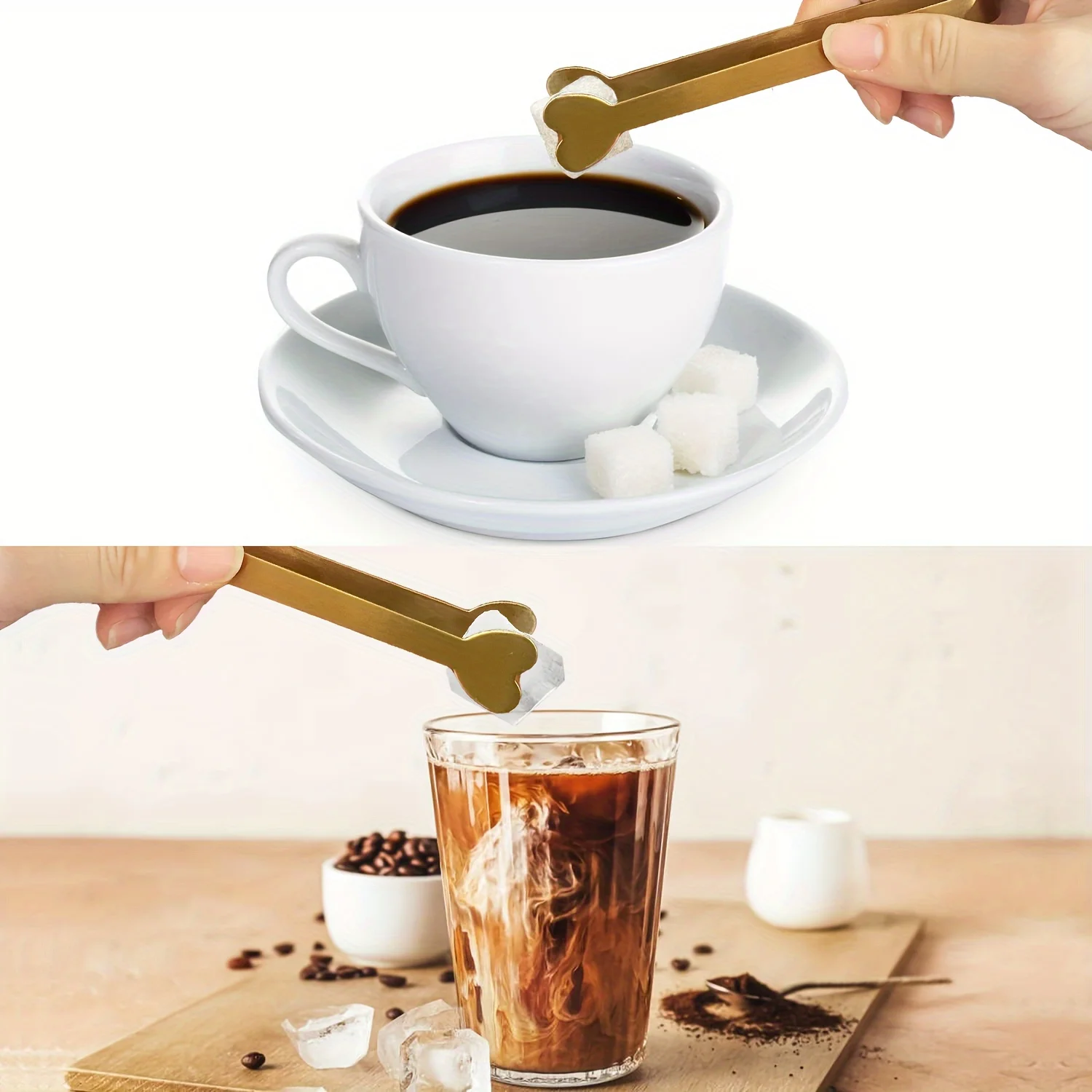5pcs Stainless Steel Heart-Shaped Mini Tongs for Sugar/Ice Cubes Tea Party Wedding Coffee Bar Gift for Wedding Anniversaries view 2