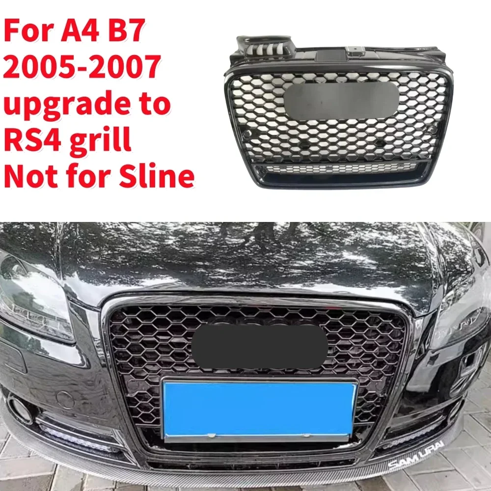 Racing Grills Front Hood Grille Car Front Bumper Grill Center Grille for RS4 Grill for A4 B7 2005-2007（Not for Sline）