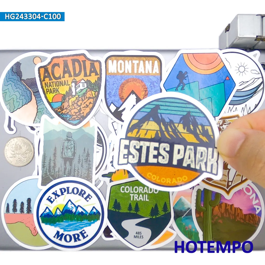 Outdoor Travel Stickers, Hiking Camping Climbing, Forest Mountain Explore, for DIY Creative Decoration, Funny Sticker, 50/100PCS