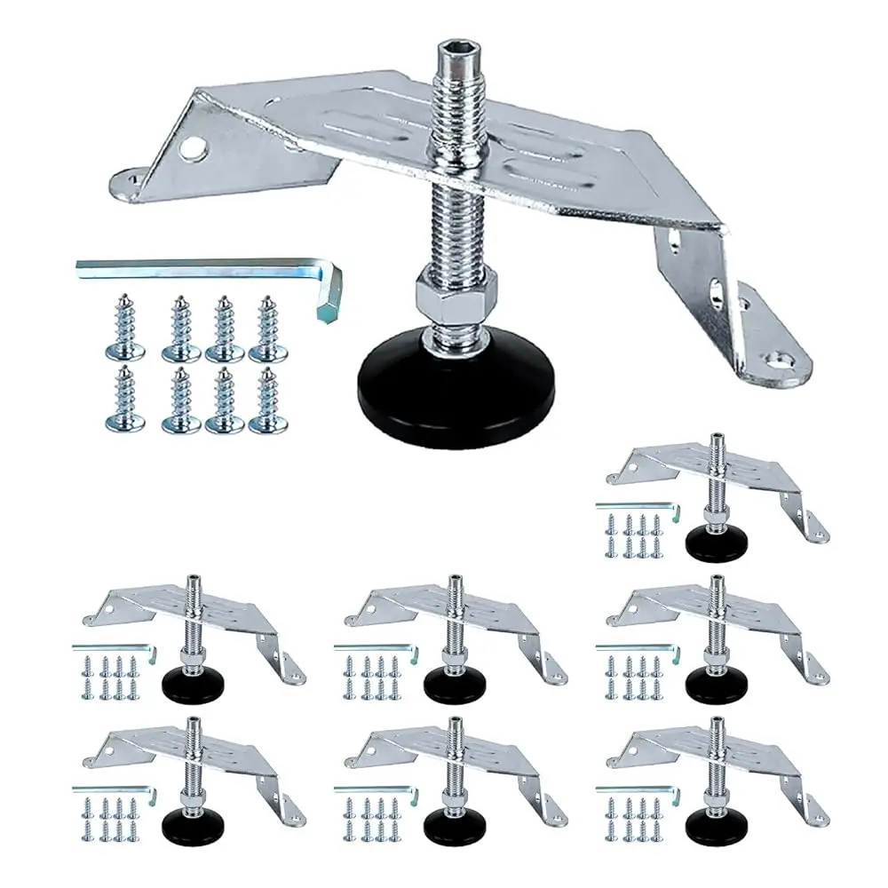 Free ShippingCorner Leveling Feet 8PK, Heavy Duty Adjustable Corner Bracket Levelers with Nylon Foot for Cabinets, Vanities, Fur