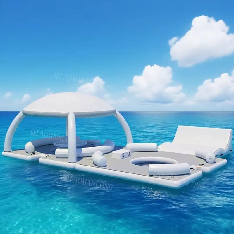 Hotsale Inflatable Floating Tent Inflatable Floating Dock with Tent Floating Island with Canopy