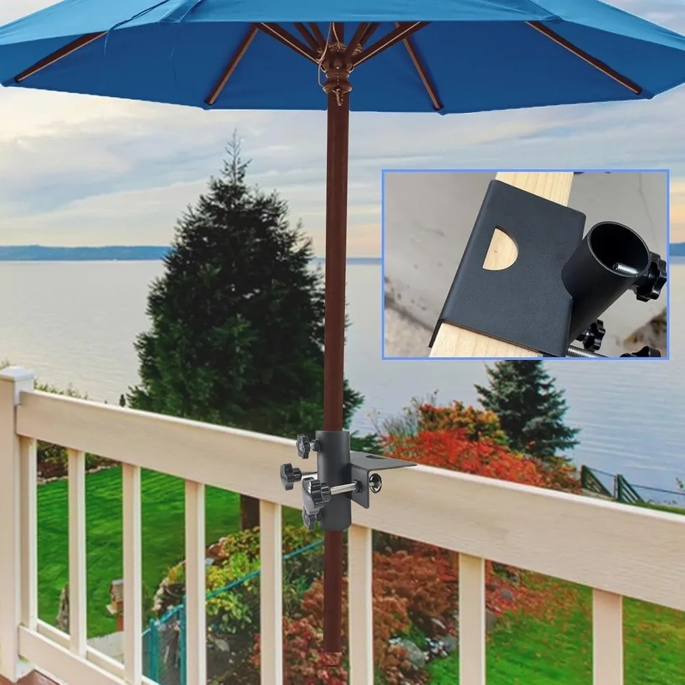 Umbrella Stand Mount for Patio Balcony Outdoor Shade Accessories Fits Round Poles 1-1.5 Inch and Square Balusters
