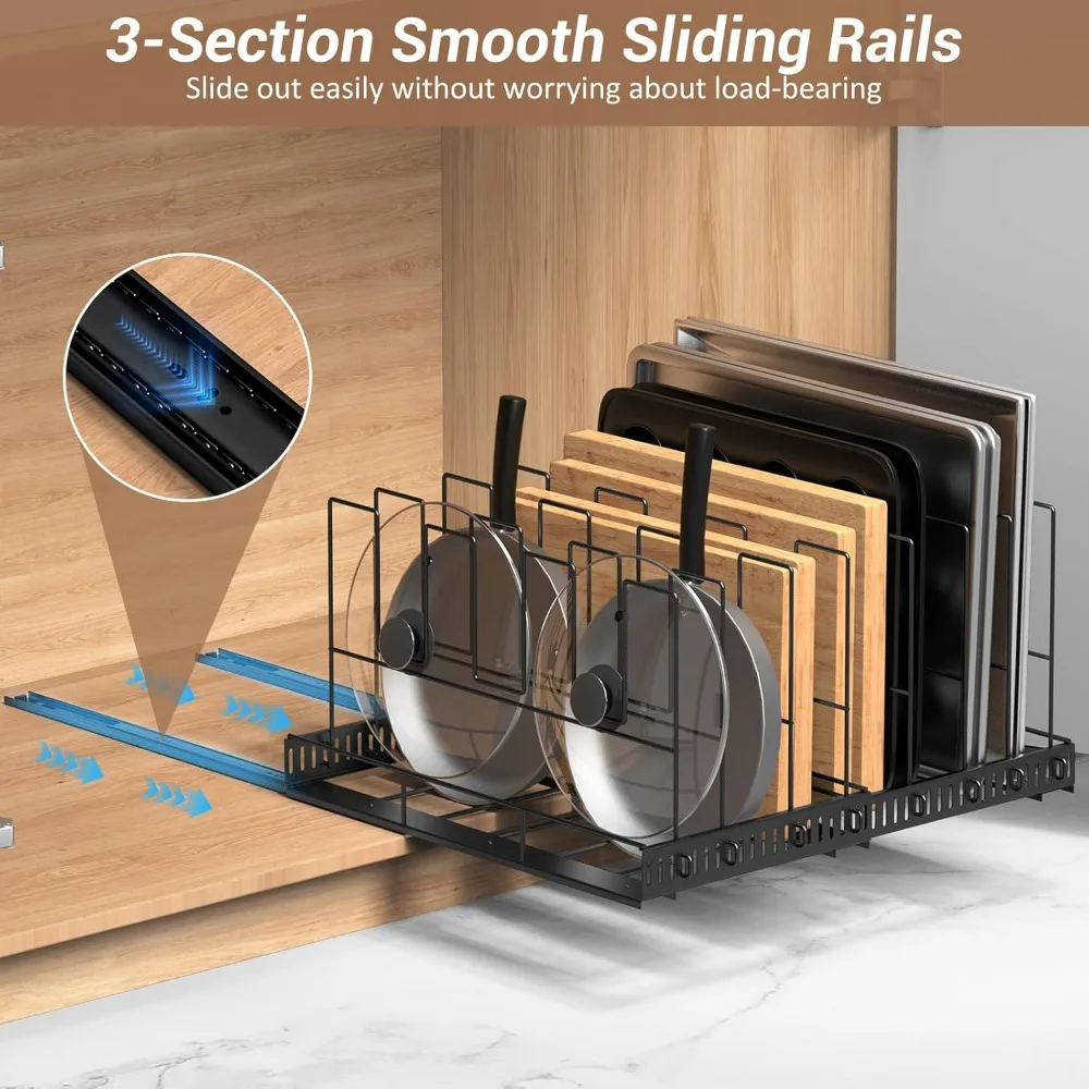صينية خبز قابلة للتوسيع ومنظم ألواح البسكويت، حل تخزين لوح القطع قابل للتعديل بعرض 13-22 بوصة