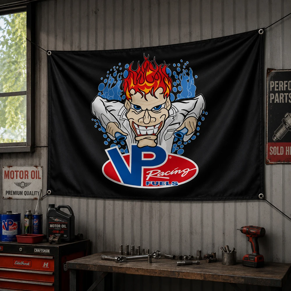 3x5 Fuß VP Racing Fuels Flagge aus Polyester mit Digitaldruck für Garagenwand-Dekoration und Außendekoration mit Messingösen – Detail 2