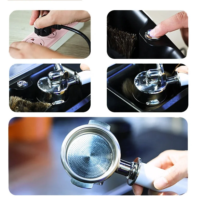 Hot Sale Brush Professional Barista Tools Electric Espresso Portafilter Cleaner Coffee Sediment Grind Knock Box Machine