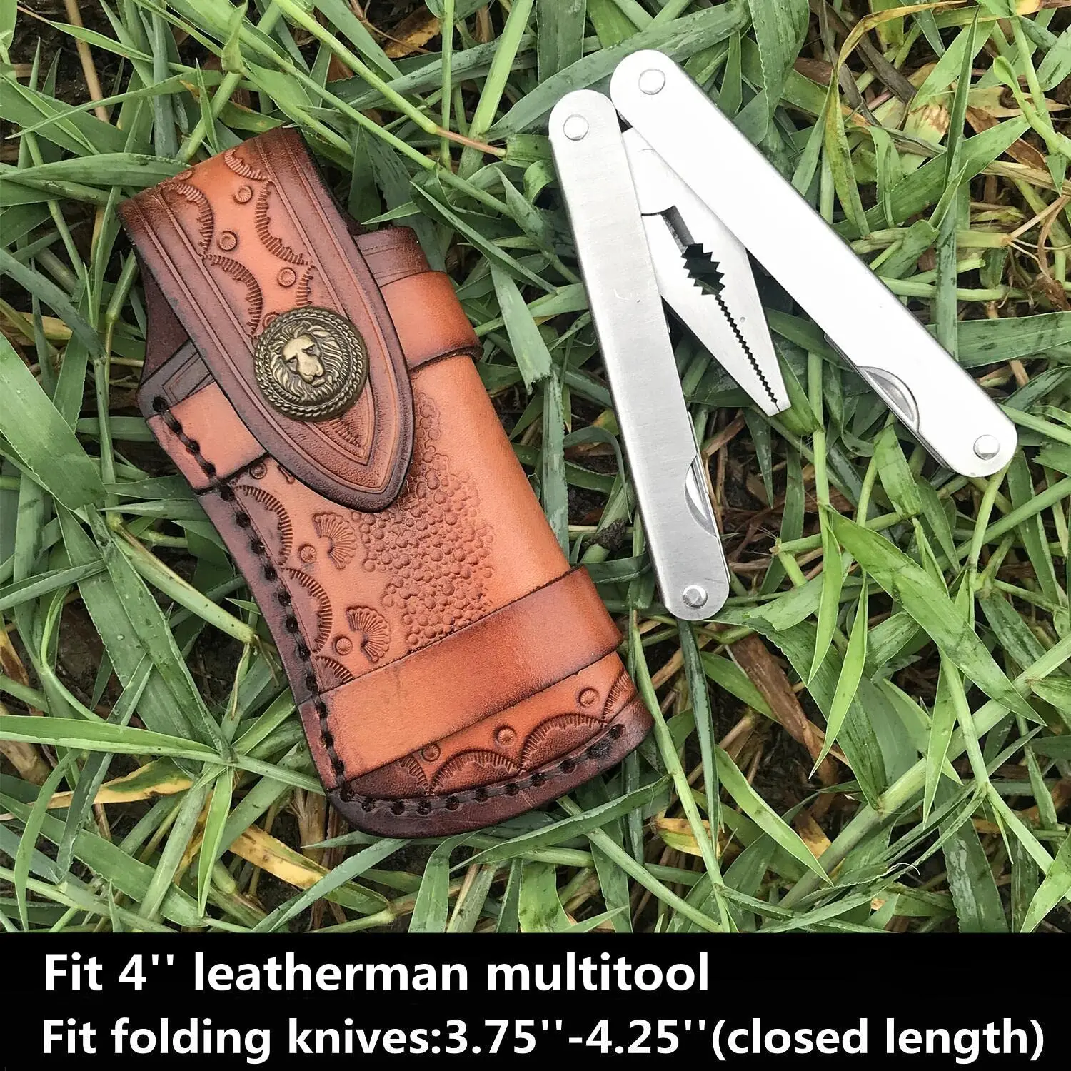 Knife Sheath for 4\'\'-4.5\'\' Folding Pocket Knife,Horizontally Carry Leather Knife Pouch,Leather Knife Case Belt Loop Holder