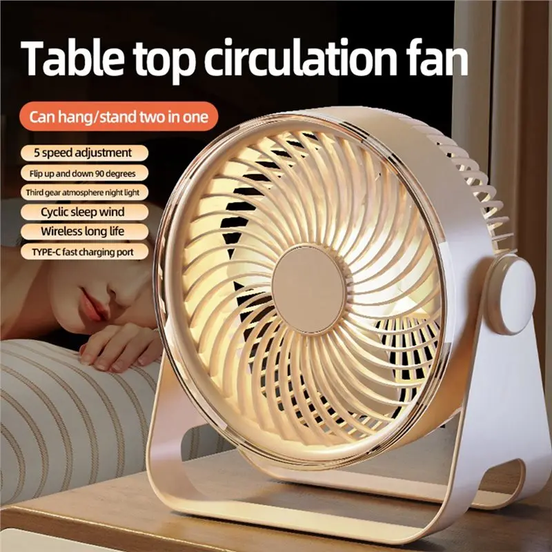 A84G-Air Cooler Air Conditioner Cordless Kitchen Wall Mount Electric Fan 4000Mah USB Home Desktop Toilet Air Circulator Fan