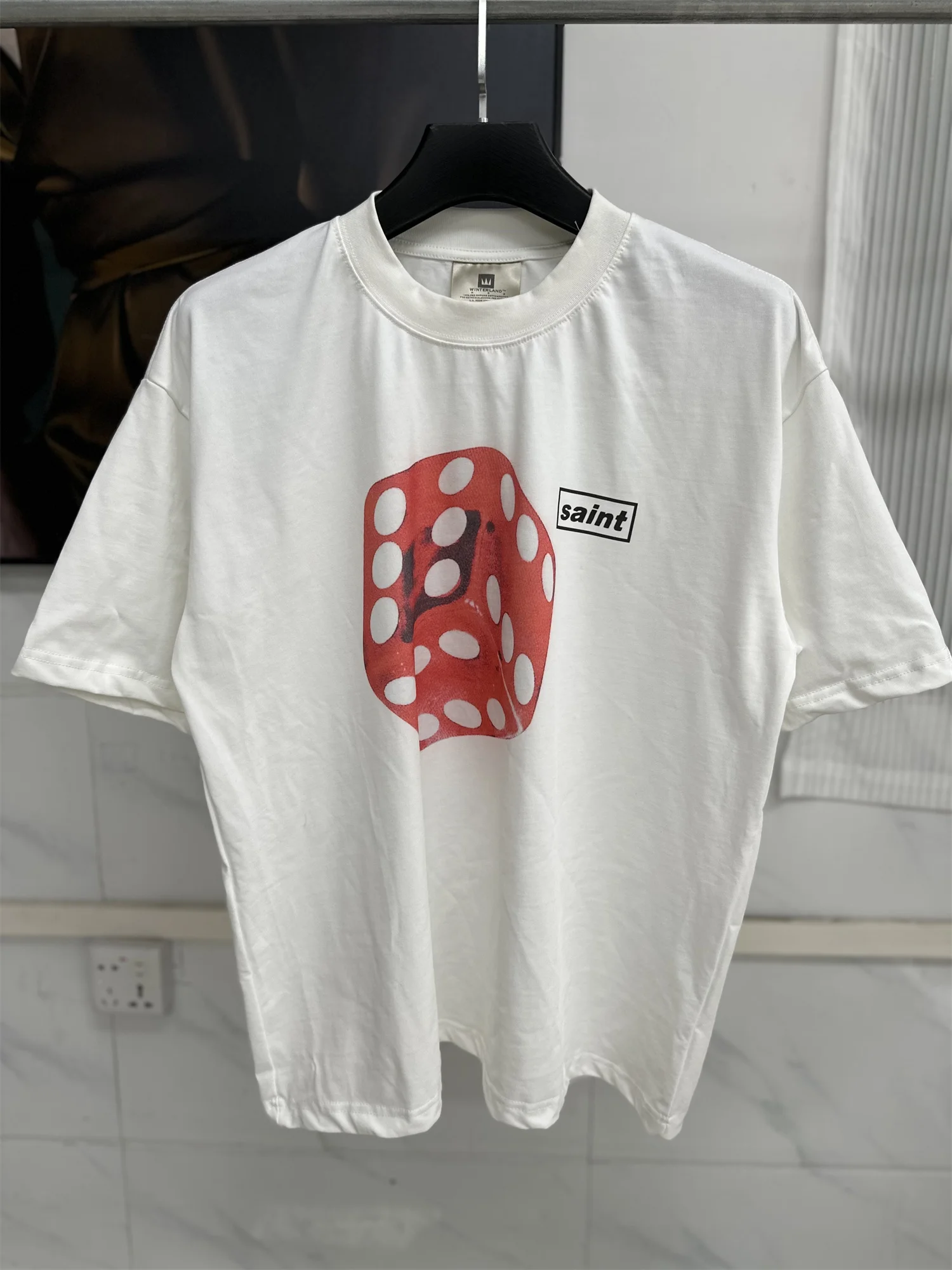 

SAINT OF MICHAEL NEW Dice Print High-Street Vintage Retro Cotton Oversized Casual Short Sleeve Tops T-Shirt