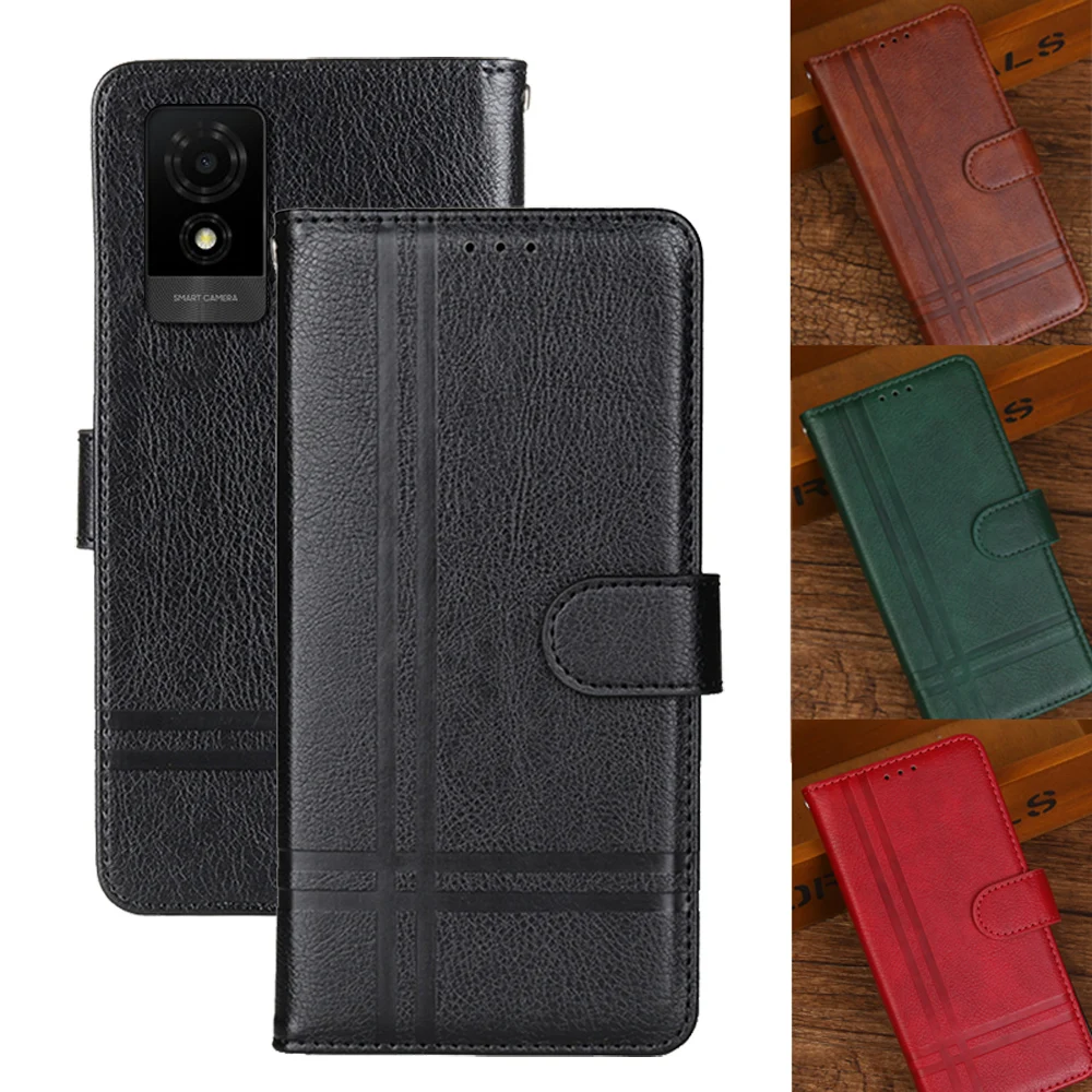 For TCL501 Anti-Fall Leather Phone Case Non-Slip With Lanyard Stand Holder For TCL 501 T433D T433E Business Wallet Clip