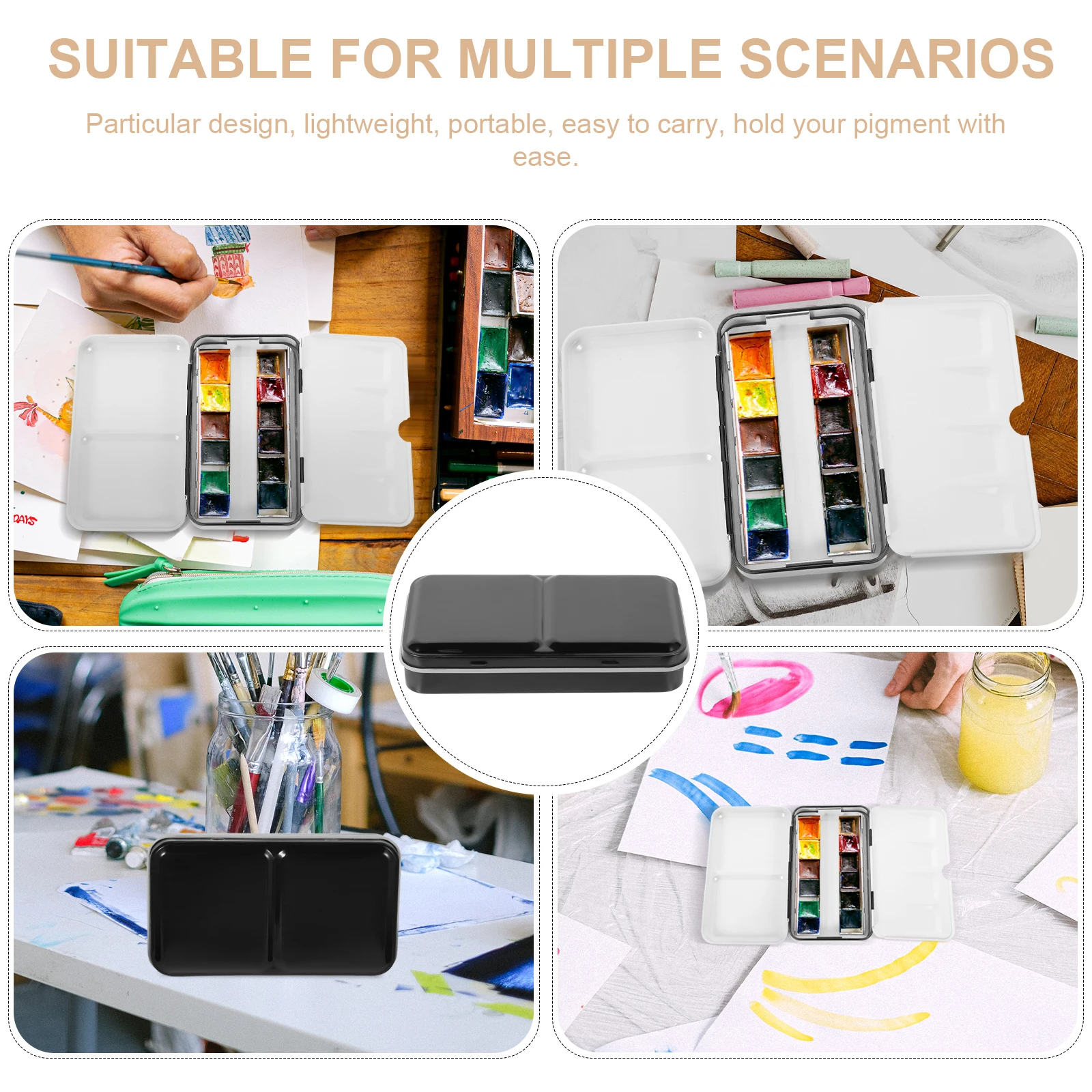 

Empty Watercolor Boxes Metal Tin Storage Case for Paint Palette Accessories Set Artists Students Traveling Painting Supplies