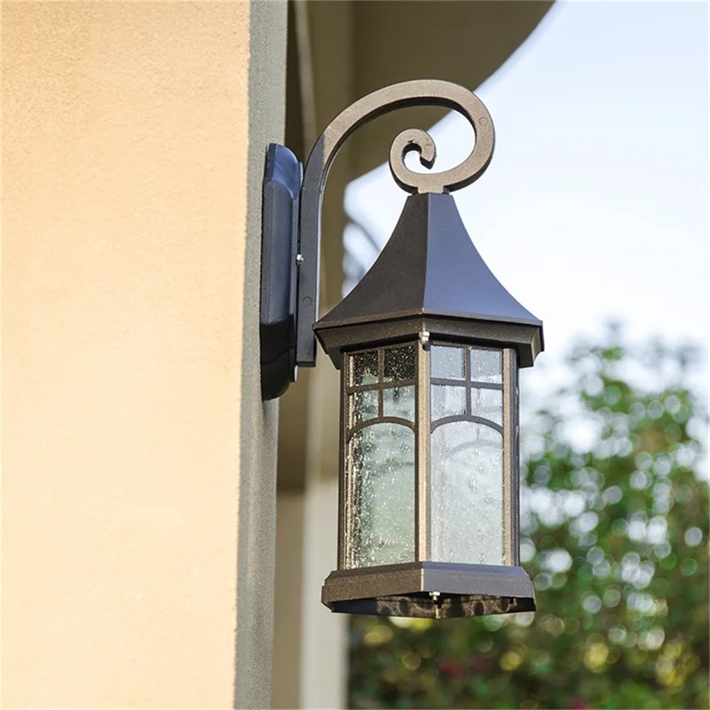 

TEMAR Outdoor Retro Wall Sconces Light LED Waterproof IP65 Black Lamp for Home Porch Decoration