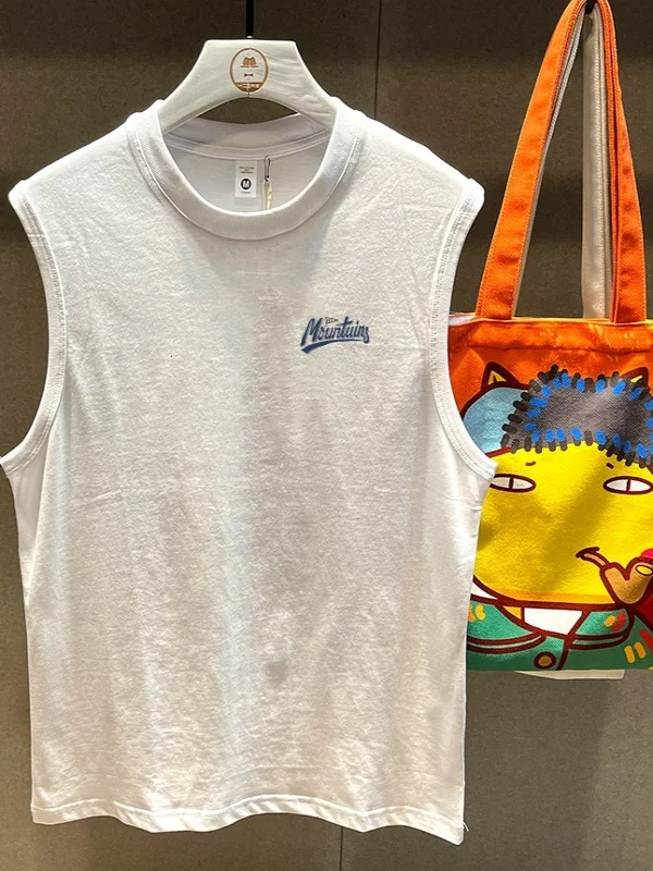 Pure Cotton Summer Sport Vest Unisex Sleeveless T-Shirt Breathable Sweat Absorbent Casual Fashion round Neck Sweatback Tank Top