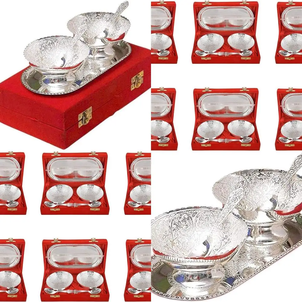 

Silver-Plated 6-Piece Dessert Serving Set for Diwali, Christmas, Eid, and Wedding Gifts