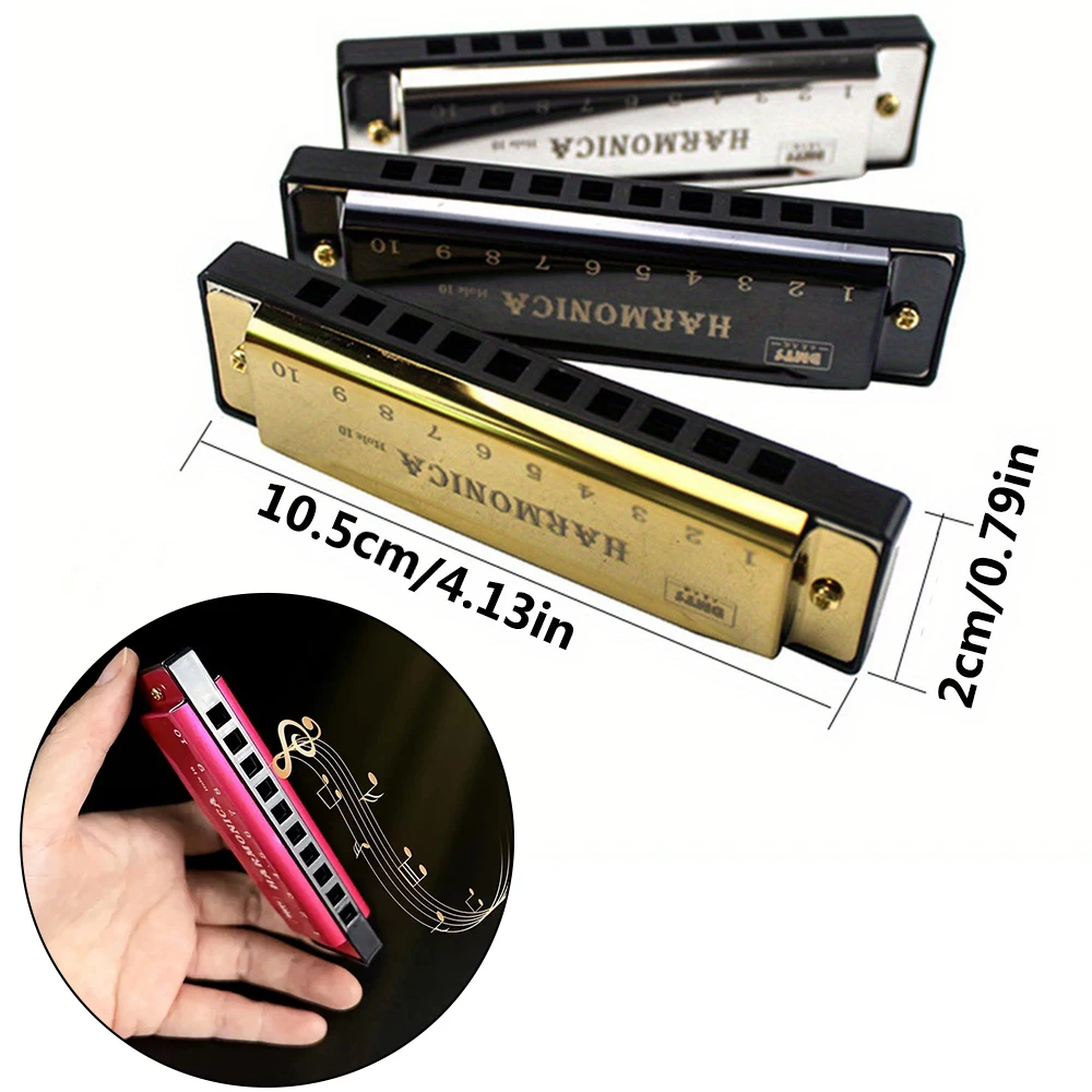 Harmonica Key of C 10 Hole Chromatic Harmonica C with Case for Beginner Students Kids Gift with Case