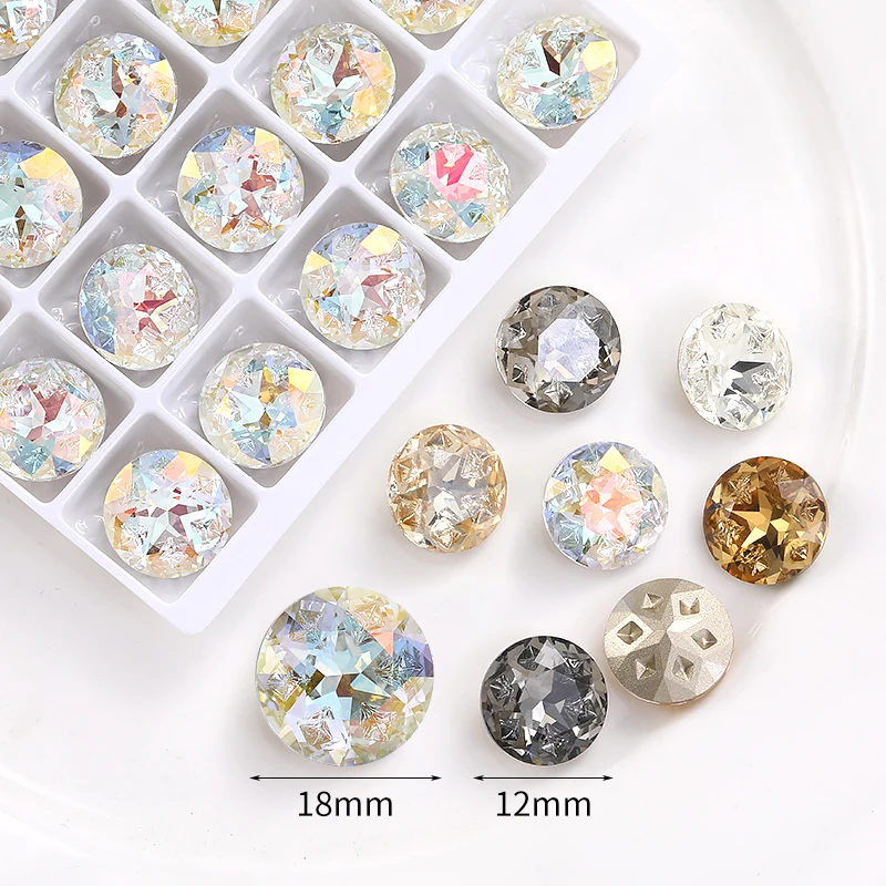 Round Shape Glass Crystal Rhinestones Vintage Fancy Stones Jewelry Making Accessories Pointeback Loose Crystal Rhinestones