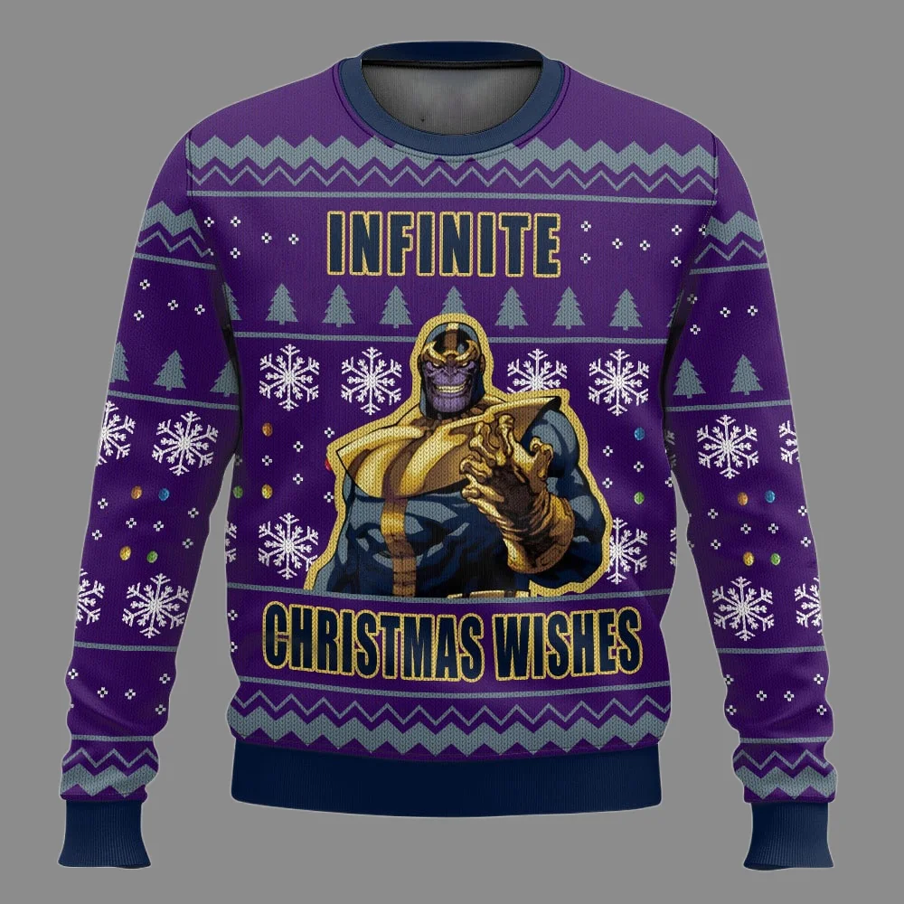 Disney Thanos Autunno e Inverno Stampa 3D Brutto Natale Uomo Donna Pullover Coppia Festa All'aperto Abbigliamento Casual 25/26