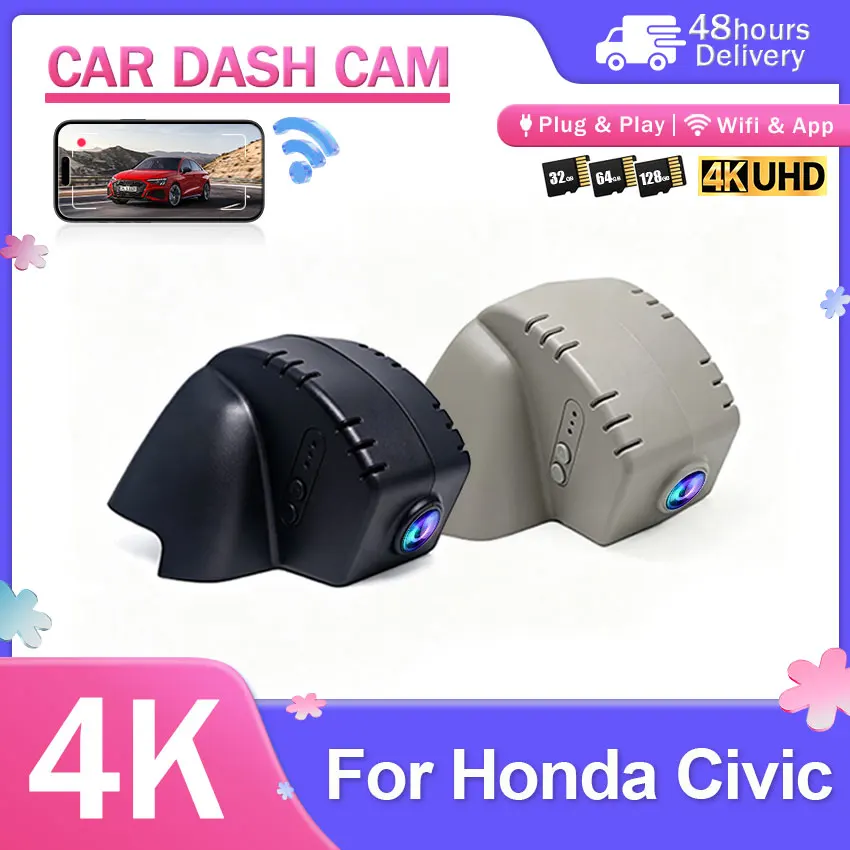 Night Vision Video Recorder 4K Dash Cam For Honda Civic 11th Gen 2022-2026 Dash Cam 2160P Car Dvr