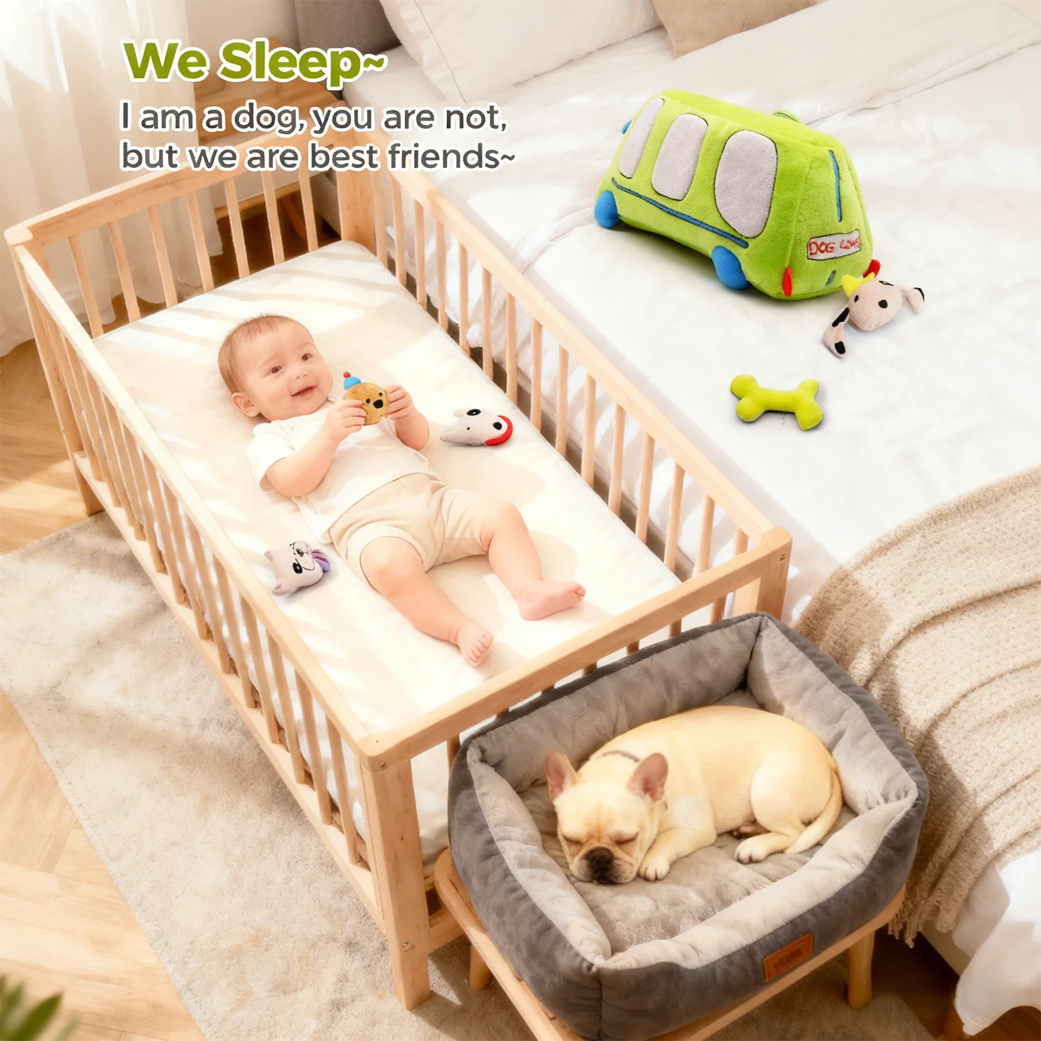 ألعاب مونتيسوري للأطفال بعمر 6 أشهر، حافلة ألعاب حسية مع جراء محشوة، خشخيشة، ورق مجعد، مرآة وصدر صوت #4