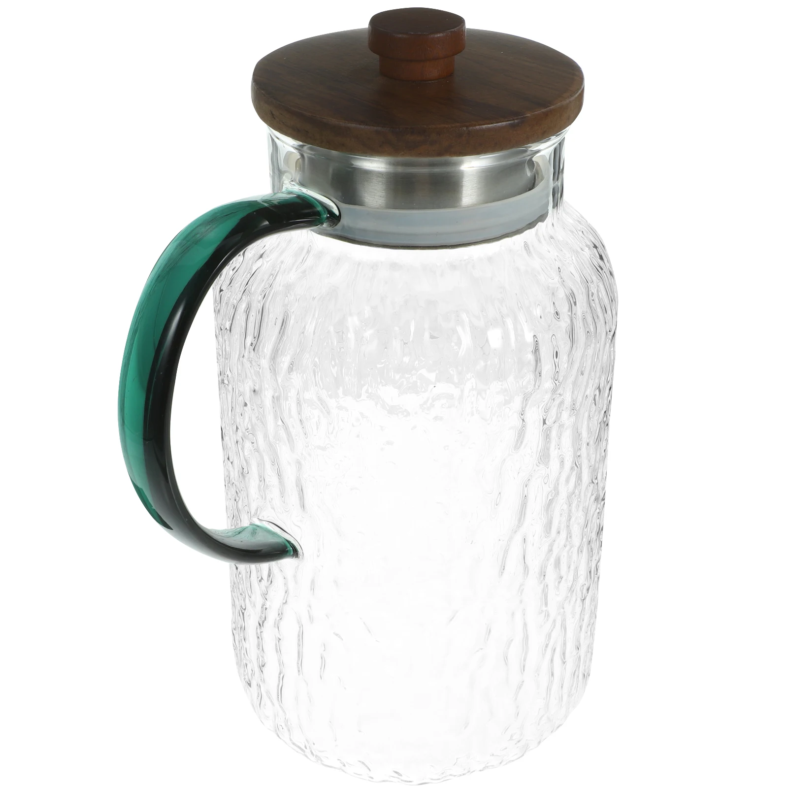

Sturdy Glass Water Pitcher Wooden Lid Large Capacity Beverage Dispenser Home Party Use Cold Hot Tea Juice Leak Proof Spout Easy