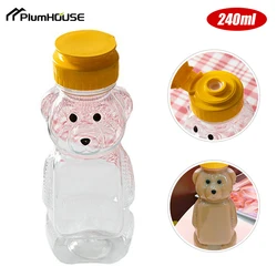 1Pcs 230ml Condiment Squeeze Bottle Bear Shape Plastic Bottles For Ketchup Mustard Mayo Hot Sauces Olive Oil Jug Kitchen Gadgets