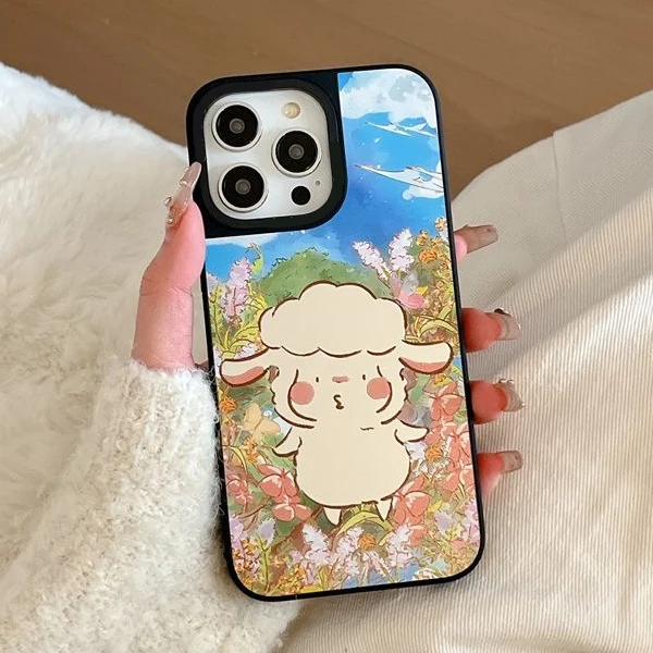 

MagSafe Mirror Surface Cute Sheep Phone Case Cover for IPhone 11 12 13 14 15 Pro Max Case for IPhone 14 Pro Max