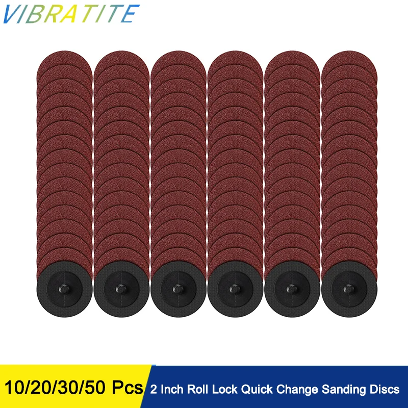 2 Inch Roll Lock Quick Change Sanding Discs Aluminum Oxide Surface Conditioning Disc 10-50 Pcs for Metal Wood Rust Paint Removal