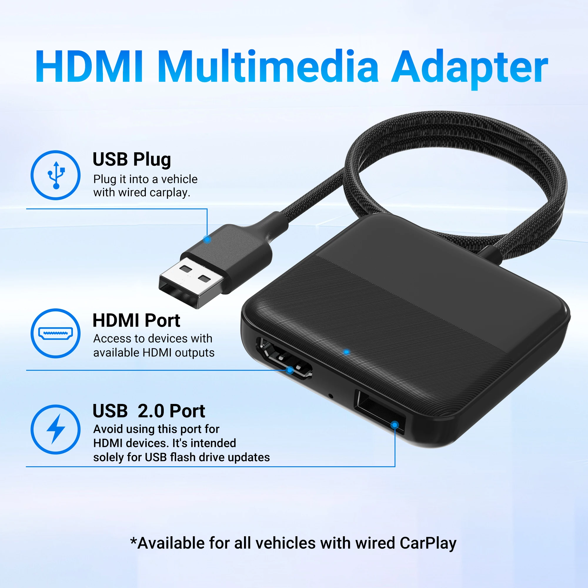 OTTOCAST Car Ai Box HDMI Multimedia Adapter DVD Converter for Movies Live TV Show Box for Netflix Youtube OEM Wired CarPlay Car