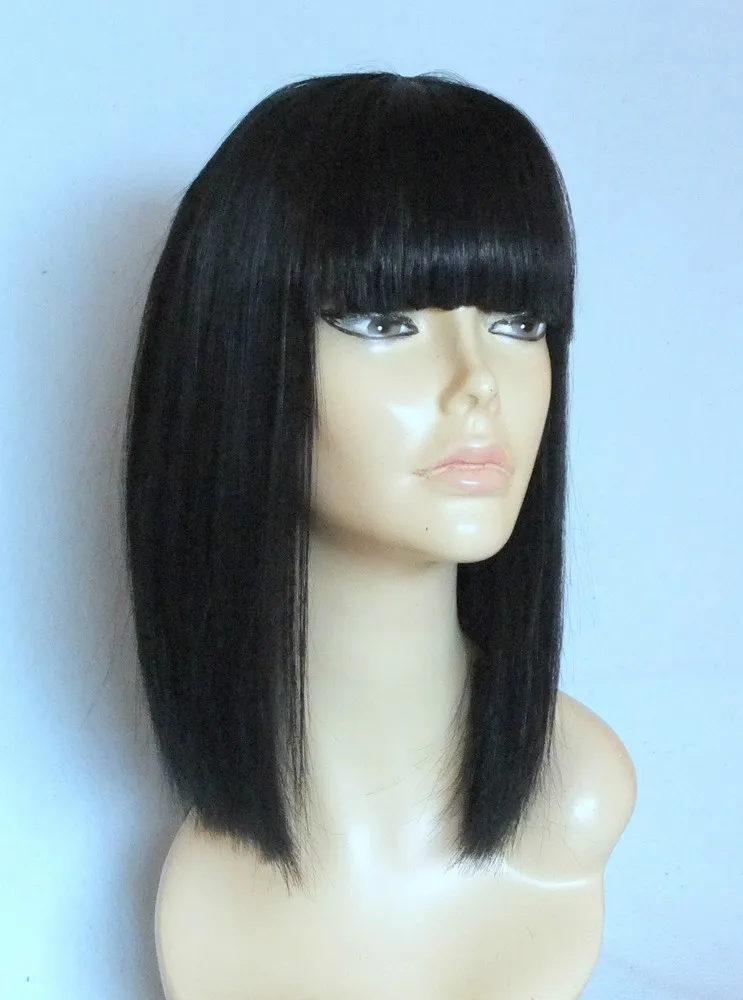 شعر مستعار مقاوم للحرارة العالية، هامش ناعم، أسود للسيدات، شعر مستعار كامل يوميًا في المملكة المتحدة