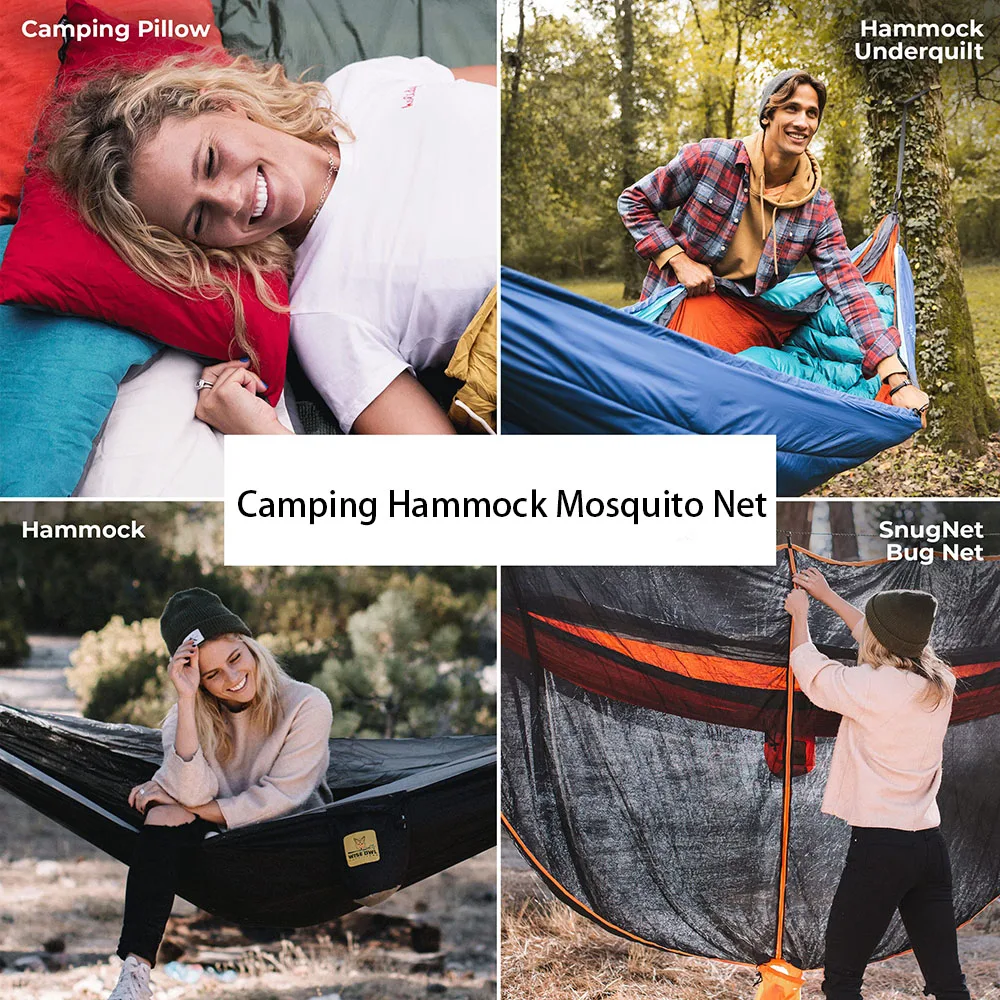 Hammock Camping portátil com Mosquito Net, Hammock Bug Net, Rede, Acessórios de rede, Fit All, Fast and Easy Set Up, 340x140cm