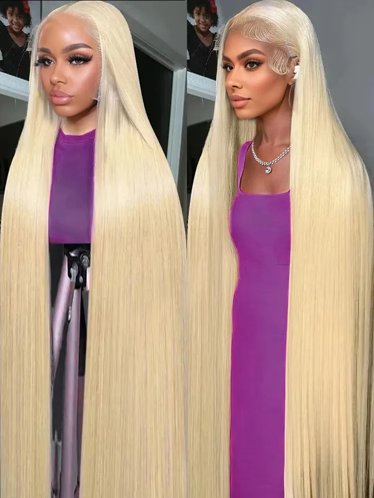 

613 Honey Blonde Straight 250 Density HD 13x6 Lace Front Human Hair Wigs 40 Inches 613 Colored 13x4 Lace Frontal Wig For Women