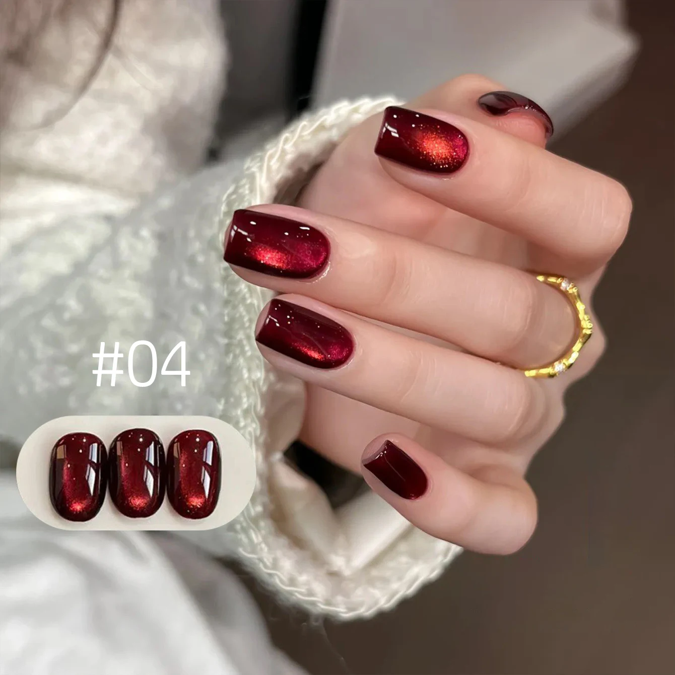 MIANEL 10ML Lucky Red Cat Eye Magnetic Gel Nail Polish 2026 New Wine Red Glass Beads Nail Polish Nail Art New Year Nails 1-8pcs view 5