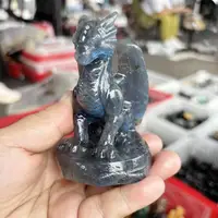 Natural Labradorite Dragon Carving Healing Stone Tabletop Ornament Home Decor Children Holiday Gift 1pcs