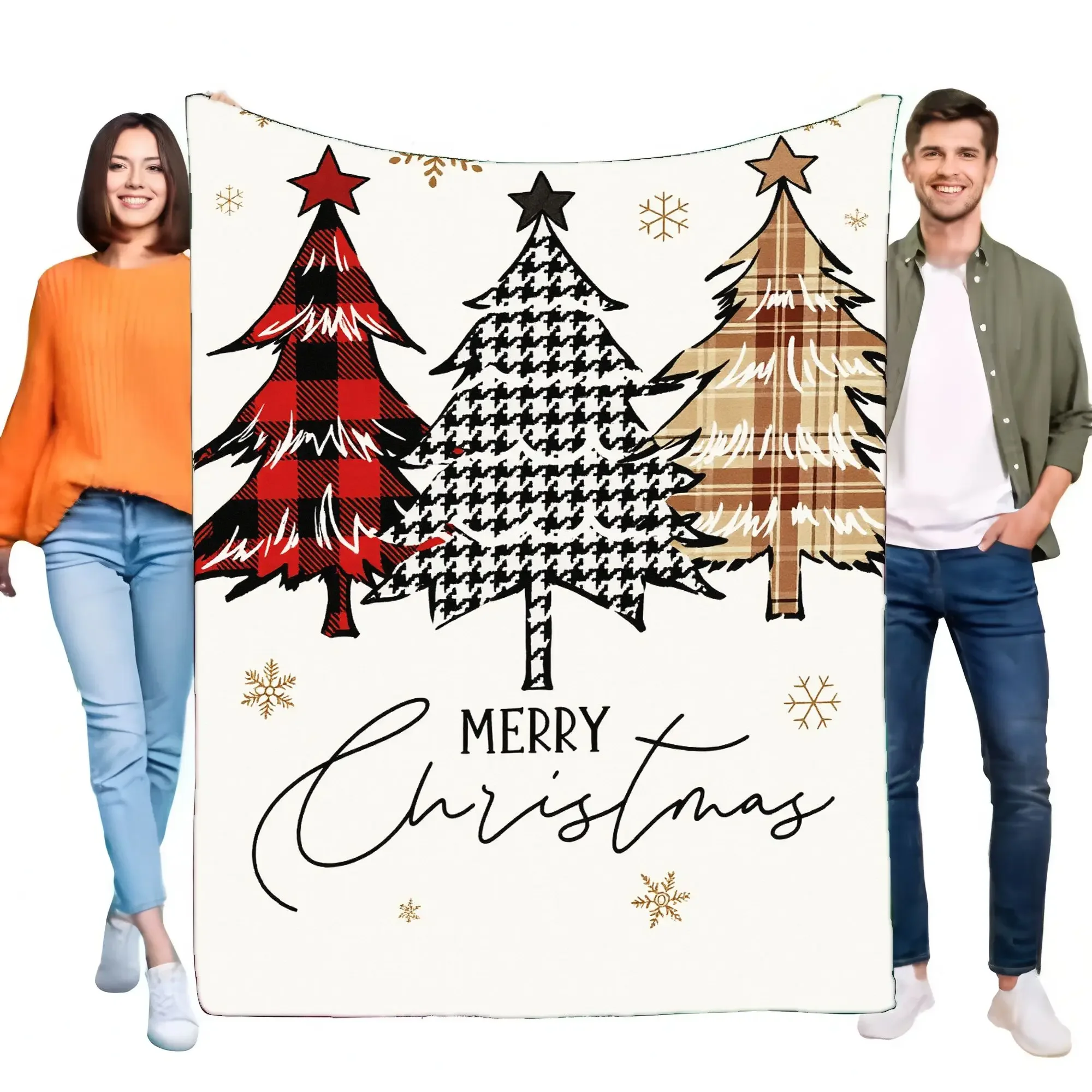 بطانية مريحة من الصوف لشجرة عيد الميلاد، ناعمة ودافئة وخفيفة الوزن لديكور المنزل، هدية أنيقة للعطلات لأصدقاء العائلة #1